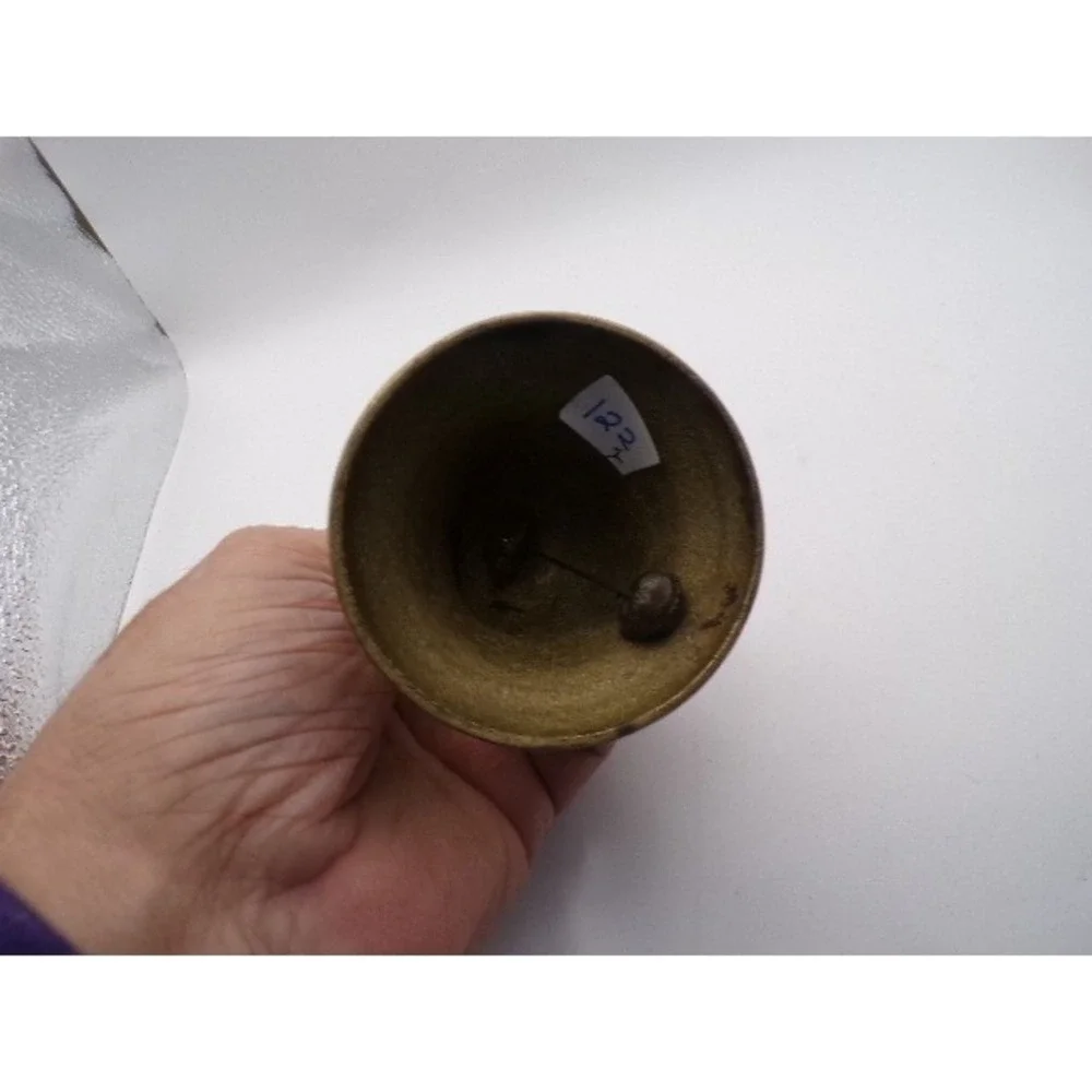 Vintage Brass Bell Shaped Candlestick Holder Floral Etched Tabletop Decor